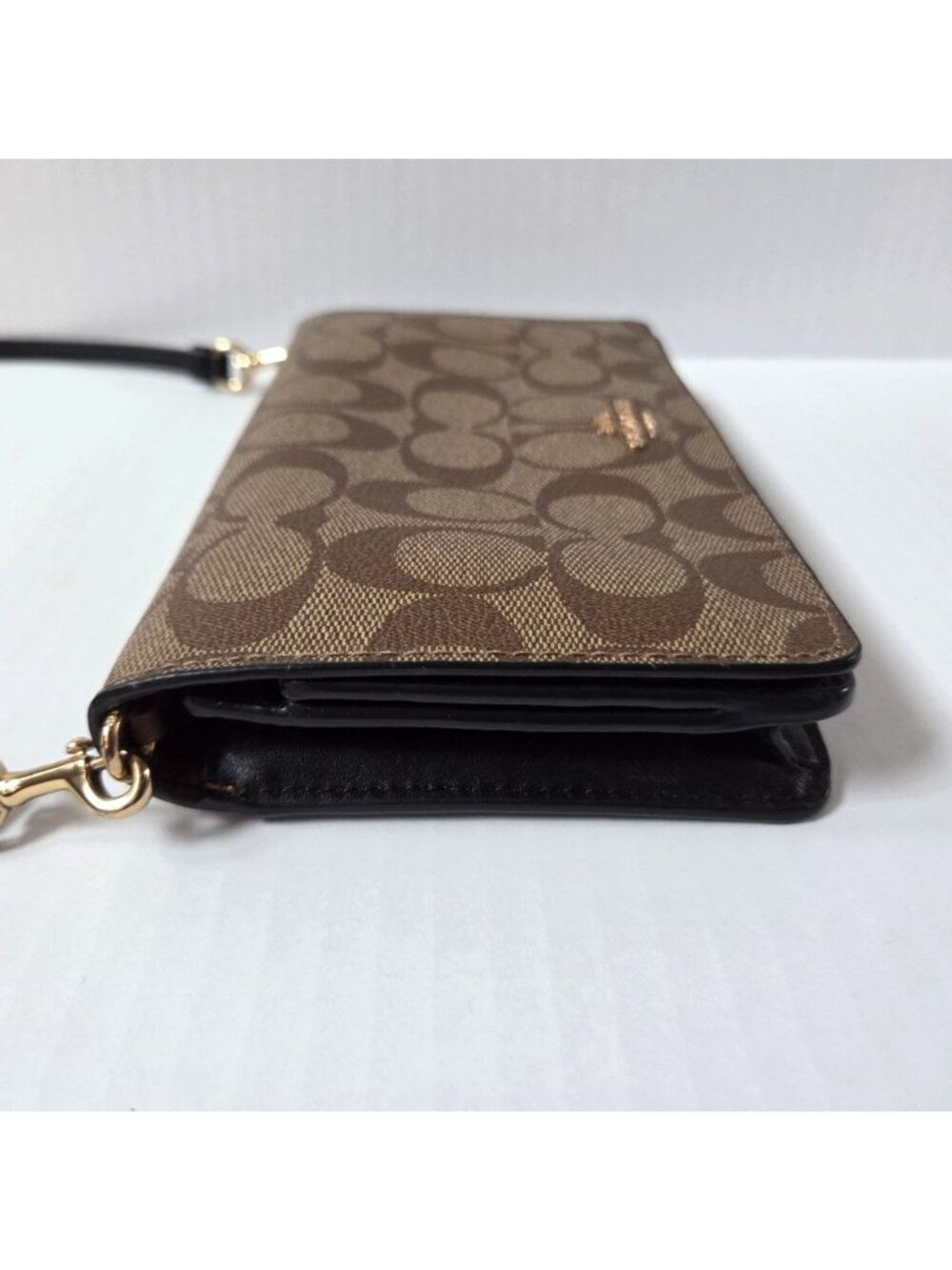 Coach Anna Foldover Clutch Crossbody Brown Signature Canvas & Leather Purse - Picture 5 of 16
